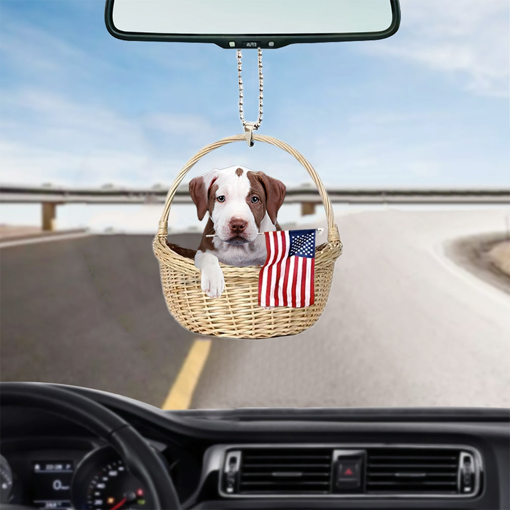 Pitbull2-With American Flag Two Sides Ornament