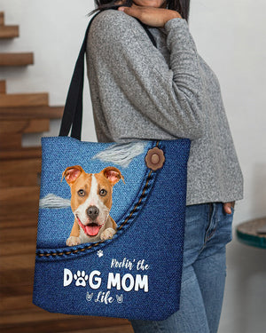 Pitbull-Dog Mom Life-Cloth Tote Bag