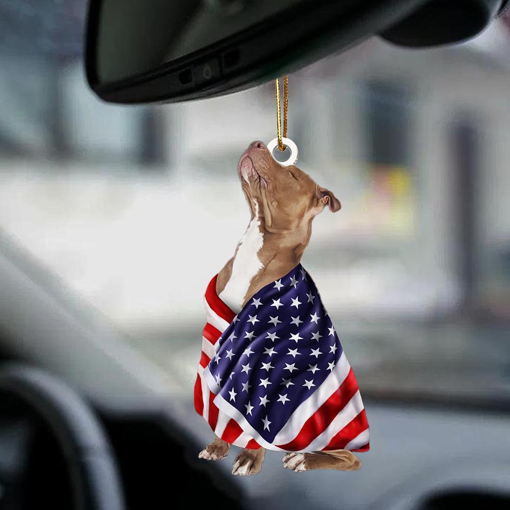 Pitbull American Patriot Flag Two Sided Ornament