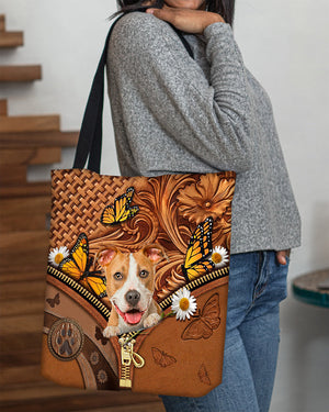 Pitbull Butterfly Daisy Cloth Tote Bag