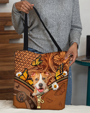 Pitbull Butterfly Daisy Cloth Tote Bag