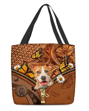 Pitbull Butterfly Daisy Cloth Tote Bag