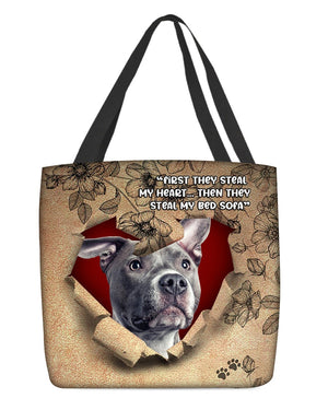 Pitbull Dog-Torn Cloth Tote Bag