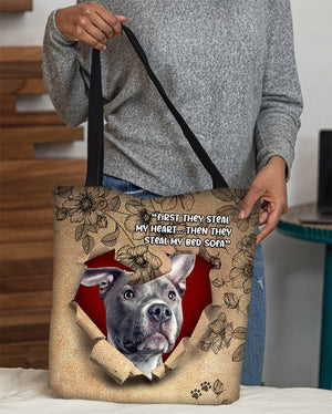 Pitbull Dog-Torn Cloth Tote Bag