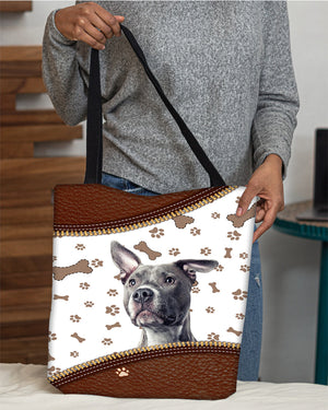 Pitbull Dog-Zipper Texture-Cloth Tote Bag