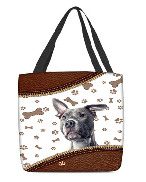 Pitbull Dog-Zipper Texture-Cloth Tote Bag