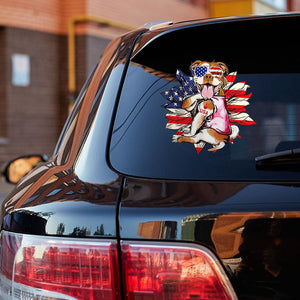 Pitbull Happy Independence Day Car Sticker