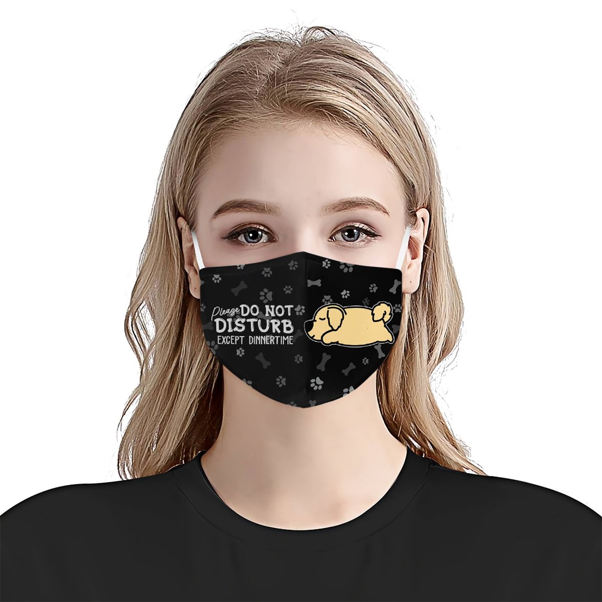 Please Do Not Disturb Except Dinnertime Golden Black EZ16 0807 Face Mask