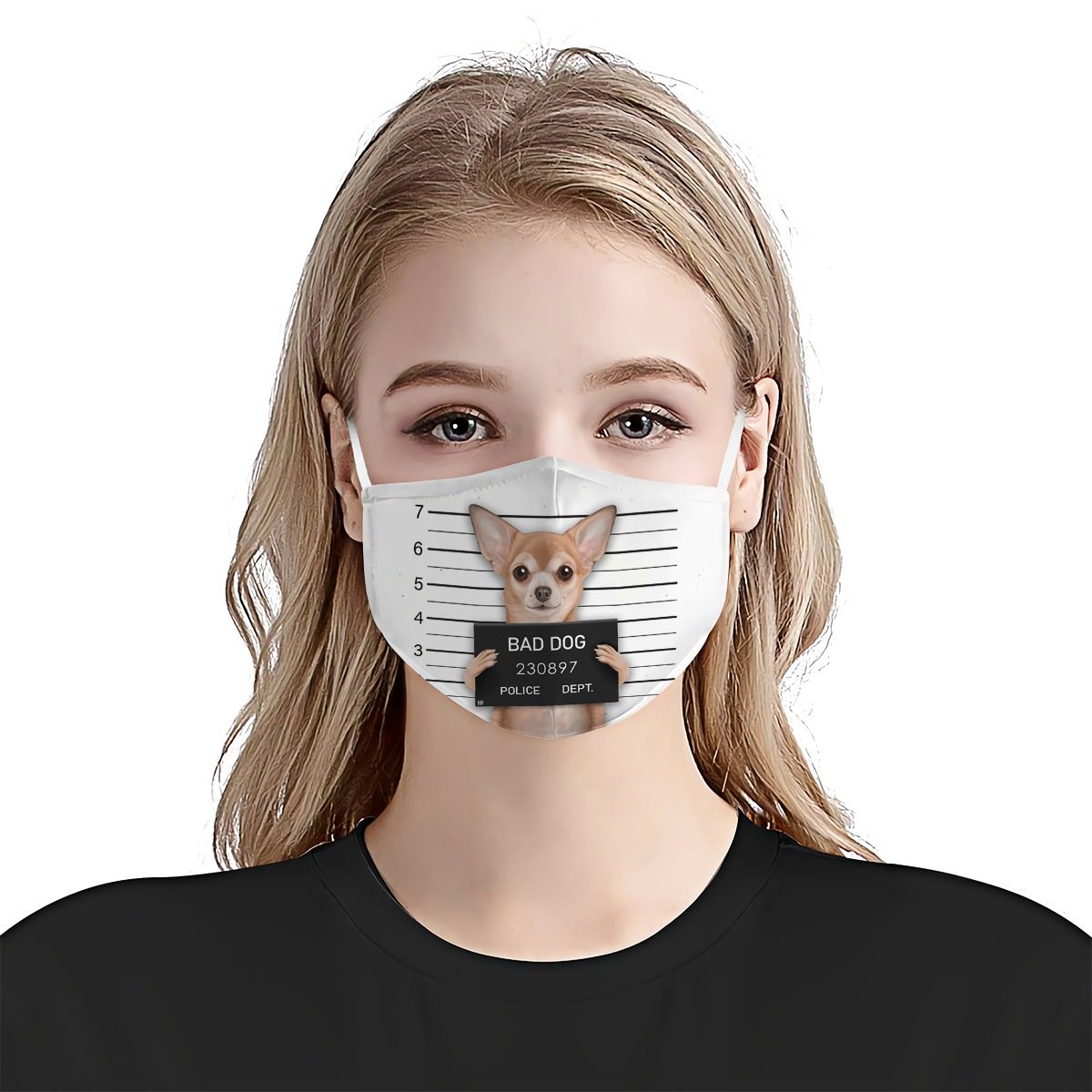 Premium Police Mugshot Chihuahua EZ05 1604 Face Mask