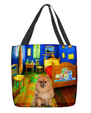 Pomeranian in the bedroom-Cloth Tote Bag