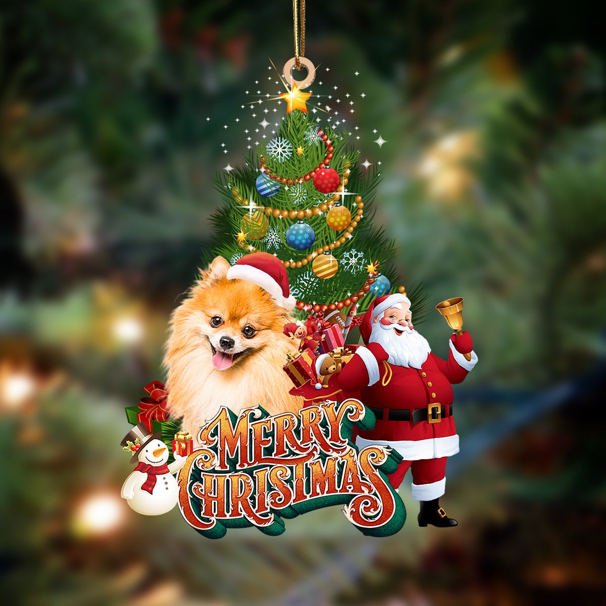 Pomeranian-Christmas Tree&Dog Hanging Ornament