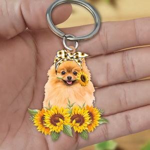 Pomeranian-Dog Mom Keychain