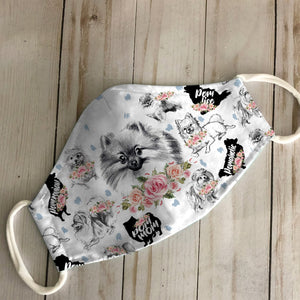 Pomeranian Floral Vintage EZ07 1906 Face Mask