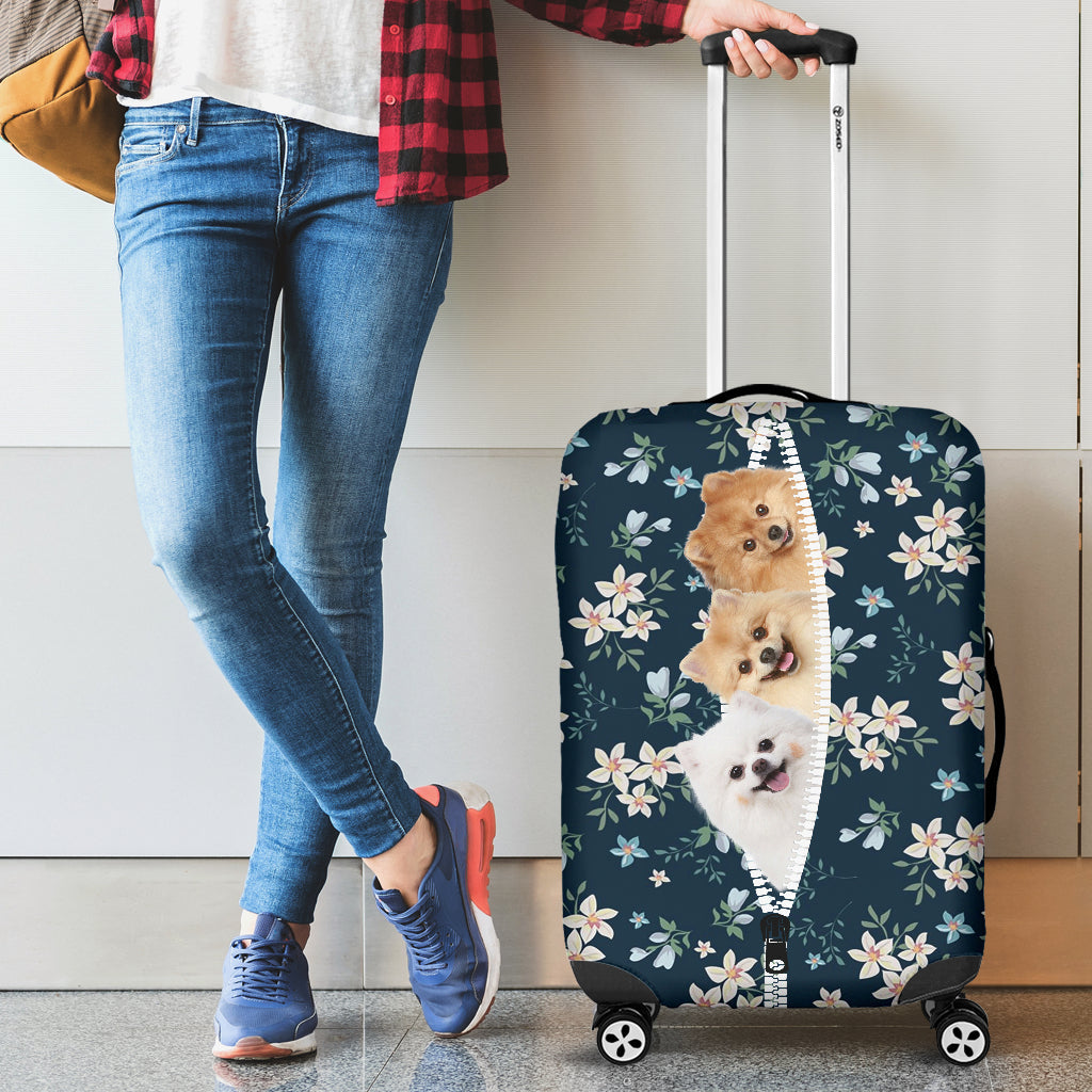 Pomeranian-Flowers-Luggage covers