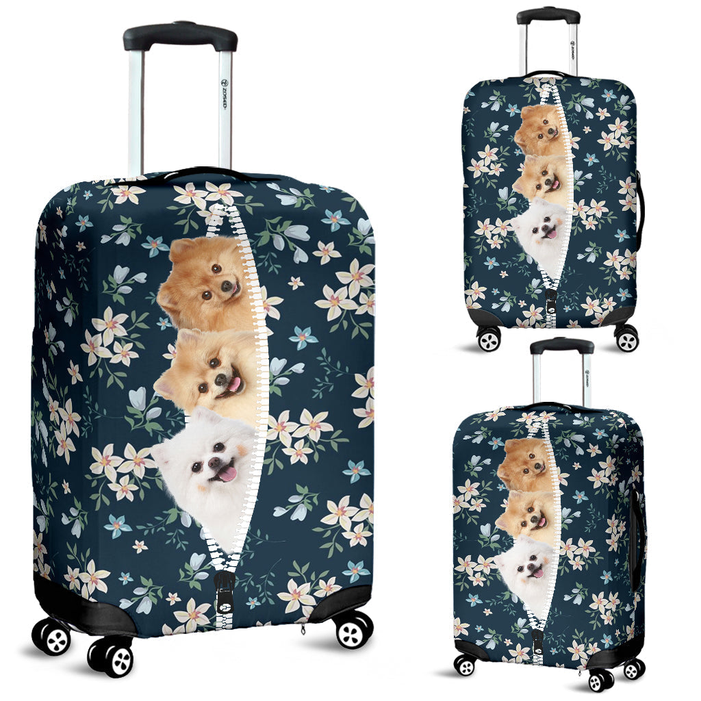 Pomeranian-Flowers-Luggage covers