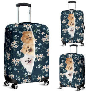 Pomeranian-Flowers-Luggage covers