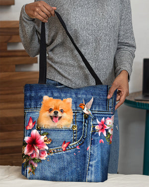 Pomeranian-Lily Cloth Tote Bag