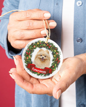 Pomeranian-Noel Circle-Two Sided Ornament