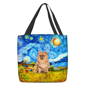 Pomeranian-Oil Painting-Cloth Tote Bag