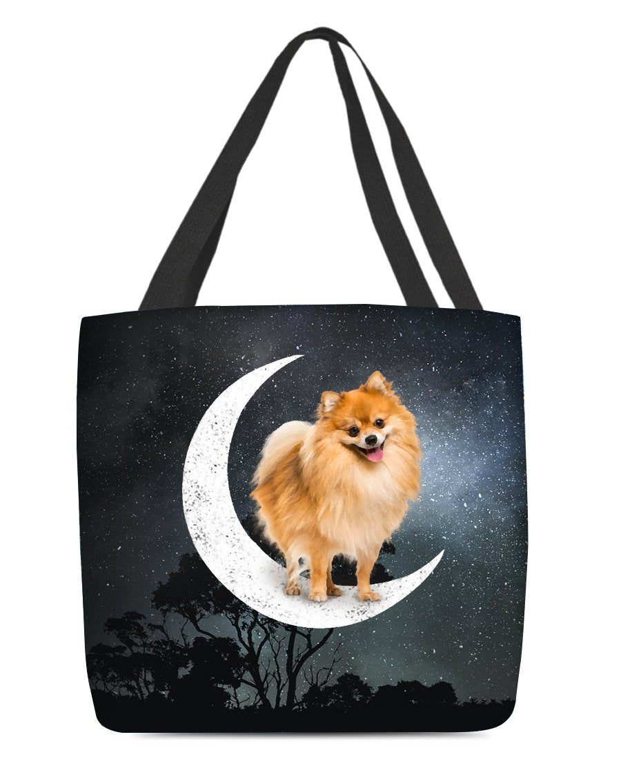 Pomeranian-Sit On The Moon-Cloth Tote Bag