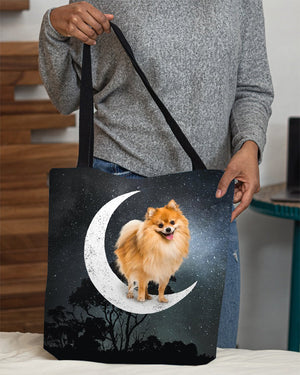 Pomeranian-Sit On The Moon-Cloth Tote Bag