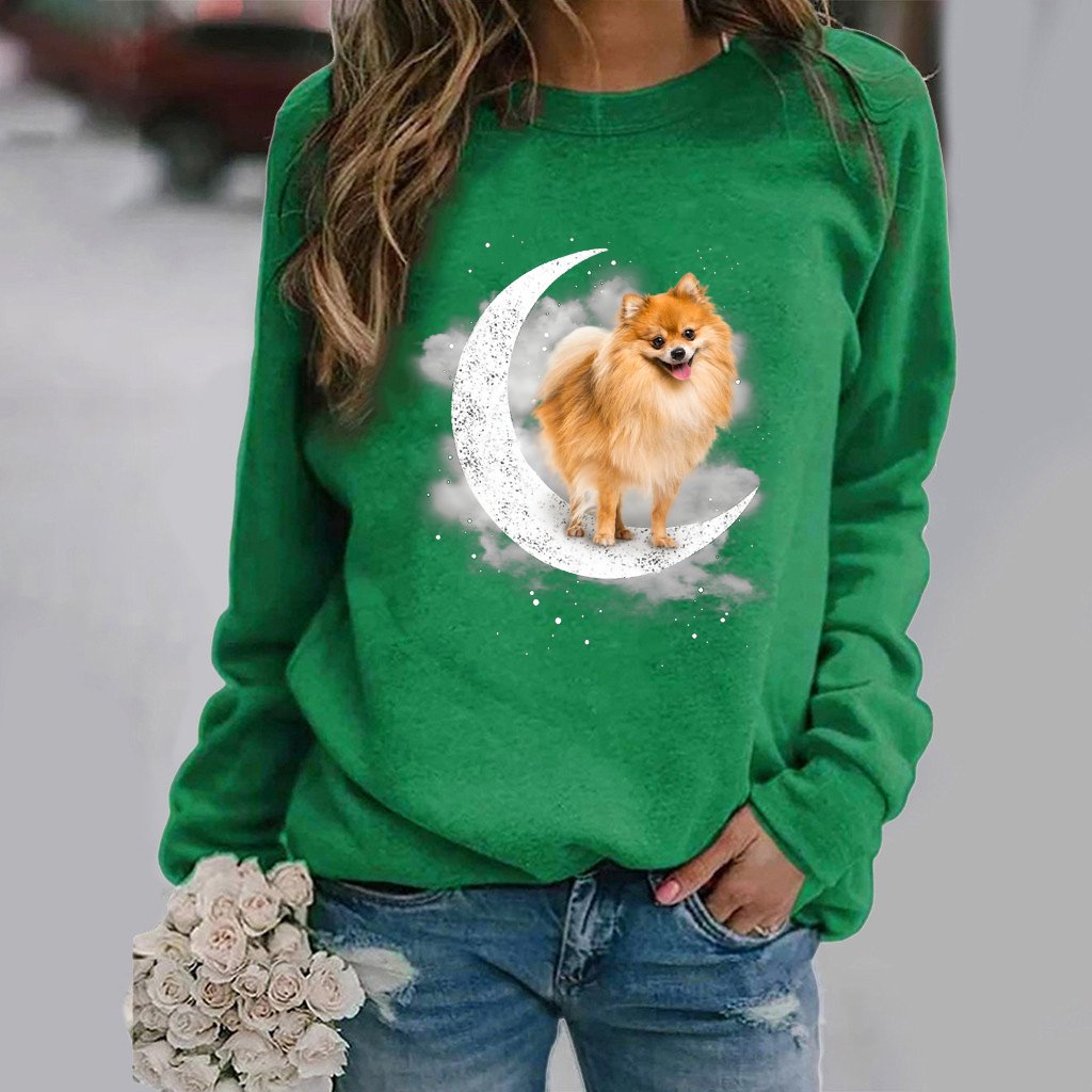 Pomeranian -Sit On The Moon- Premium Sweatshirt