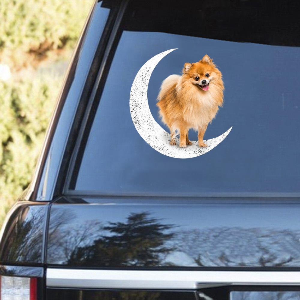 Pomeranian-Sit On The Moon Decal