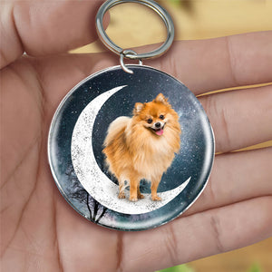 Pomeranian-Stars and Moon-Round Resin Epoxy Metal Keychain