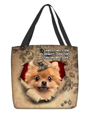 Pomeranian -Torn Cloth Tote Bag