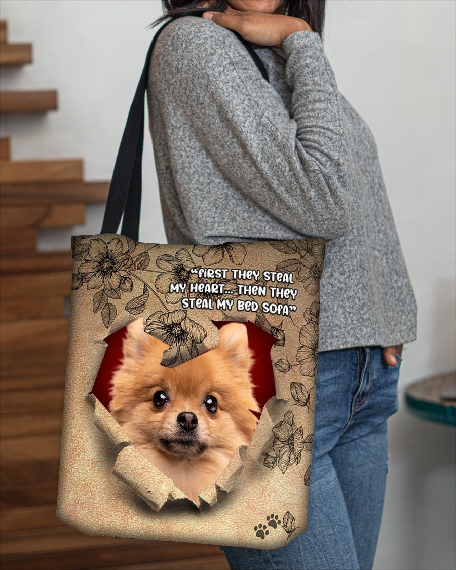 Pomeranian -Torn Cloth Tote Bag