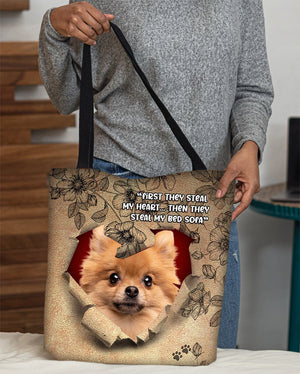 Pomeranian -Torn Cloth Tote Bag