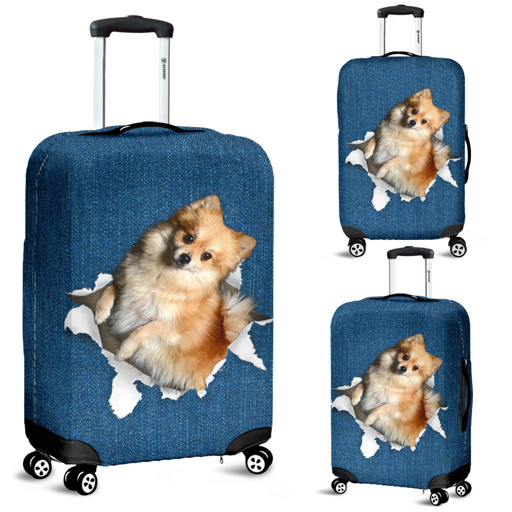 Pomeranian-Torn Paper Luggage Covers