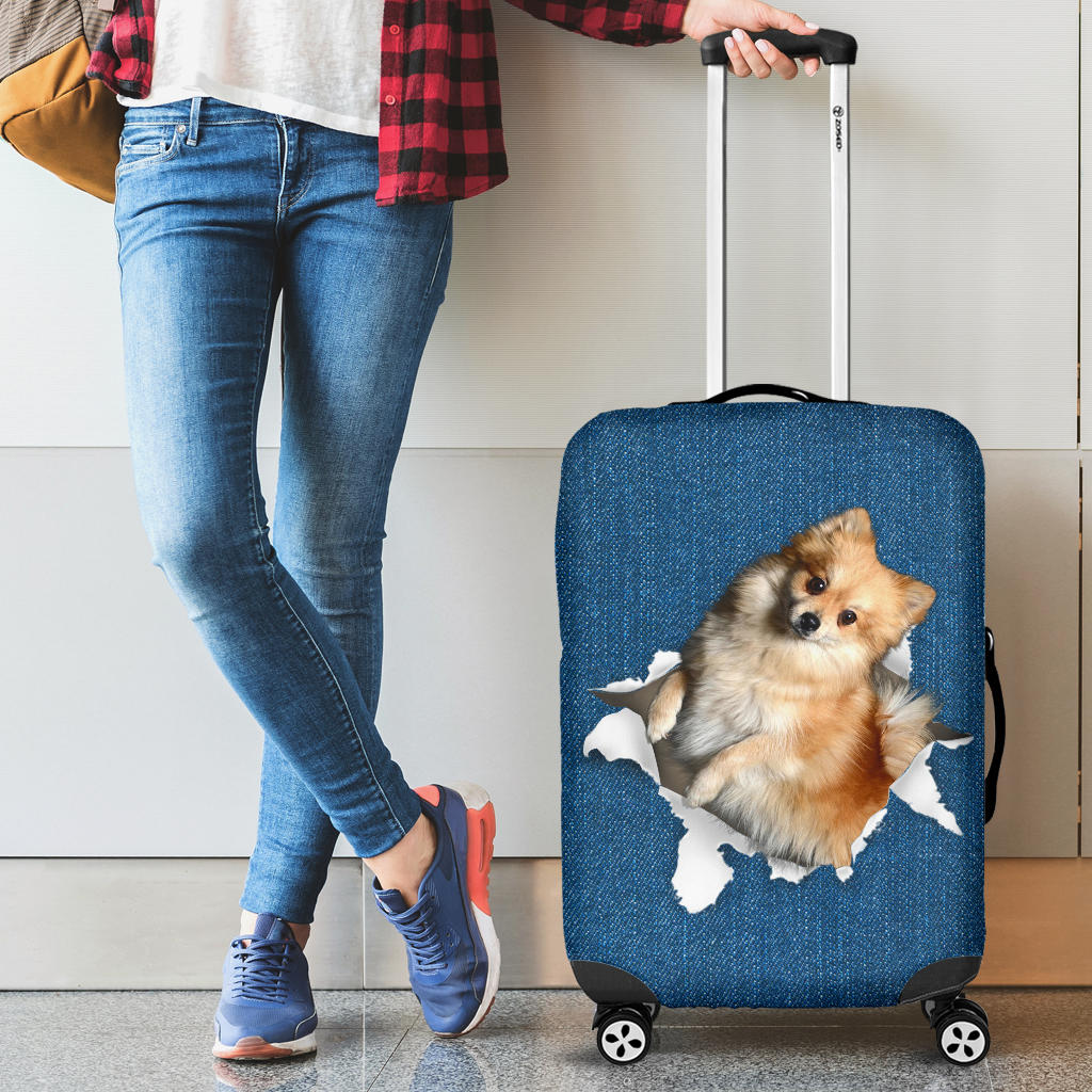 Pomeranian-Torn Paper Luggage Covers