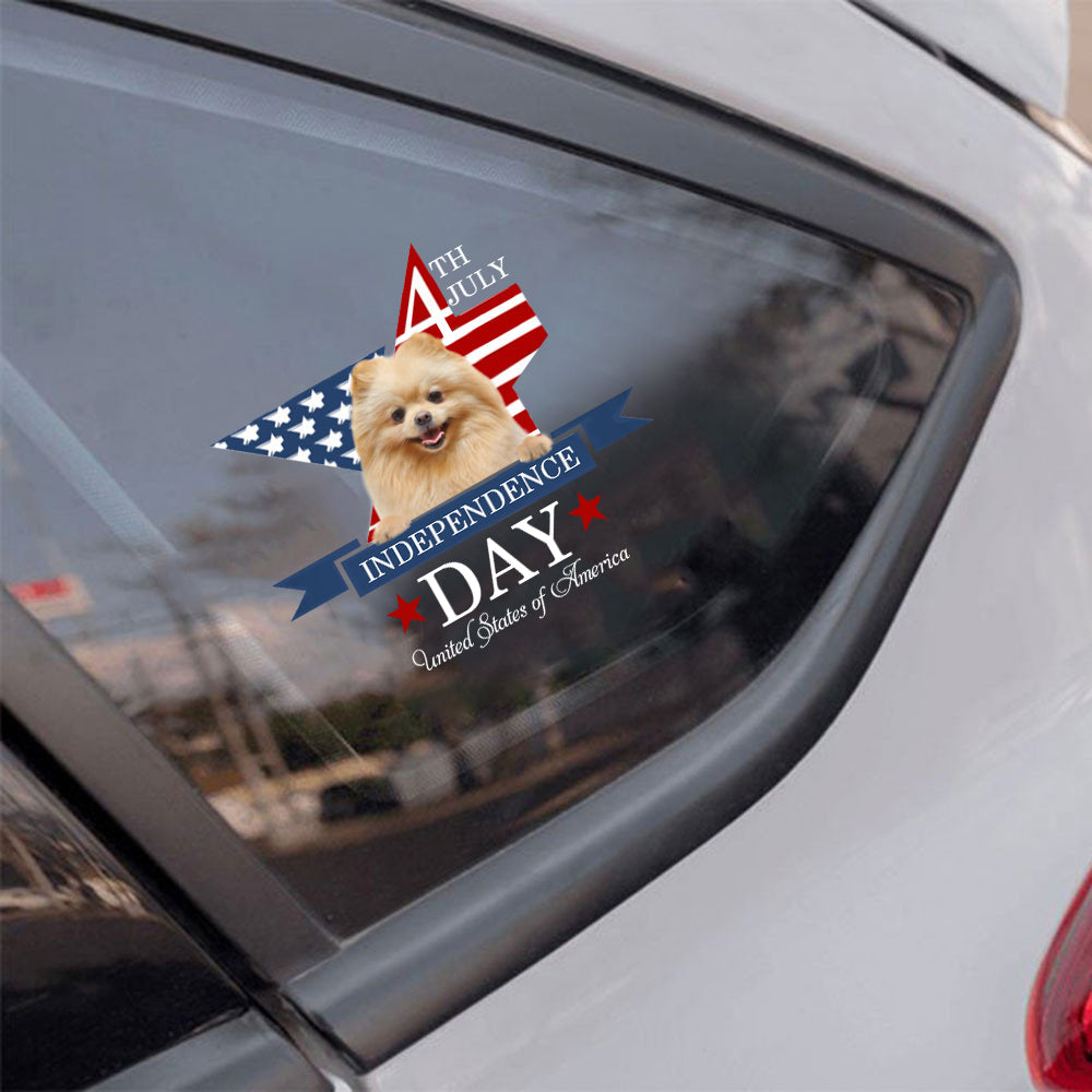 Pomeranian 1-Independent Day2 Car Sticker
