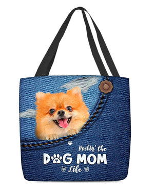 Pomeranian-Dog Mom Life-Cloth Tote Bag