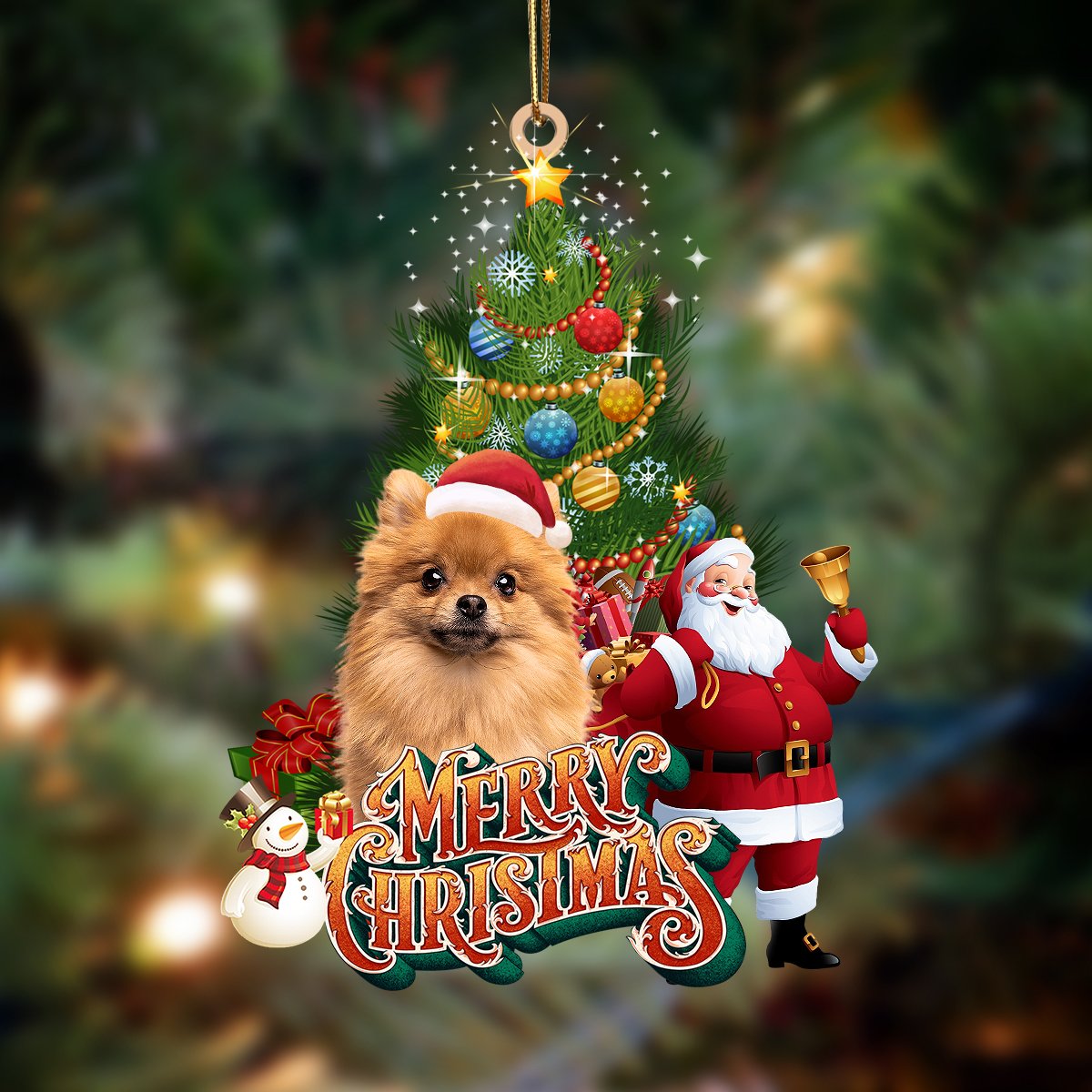 Pomeranian 2-Christmas Tree&Dog Hanging Ornament