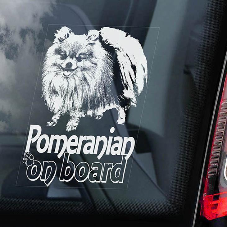 Pomeranian3 on Board-Car Window Sticker-Dog Sign Decal