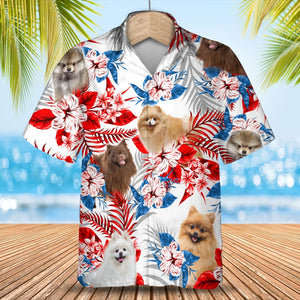 Pomeranian American Flag Hawaiian Shirt