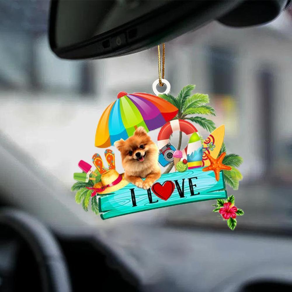 Pomeranian-I Love Summer-Two Sided Ornament