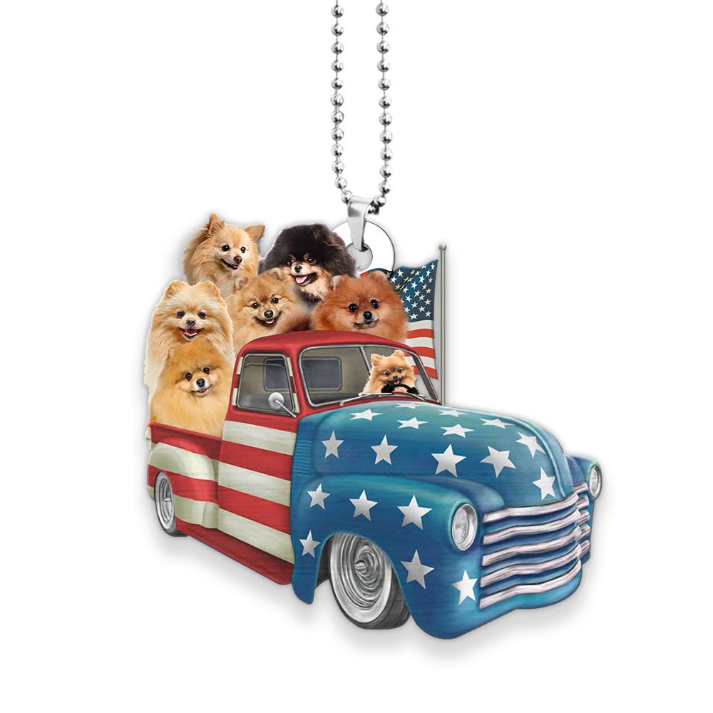 Pomeranian Happy Independence Day Two Sides Ornament