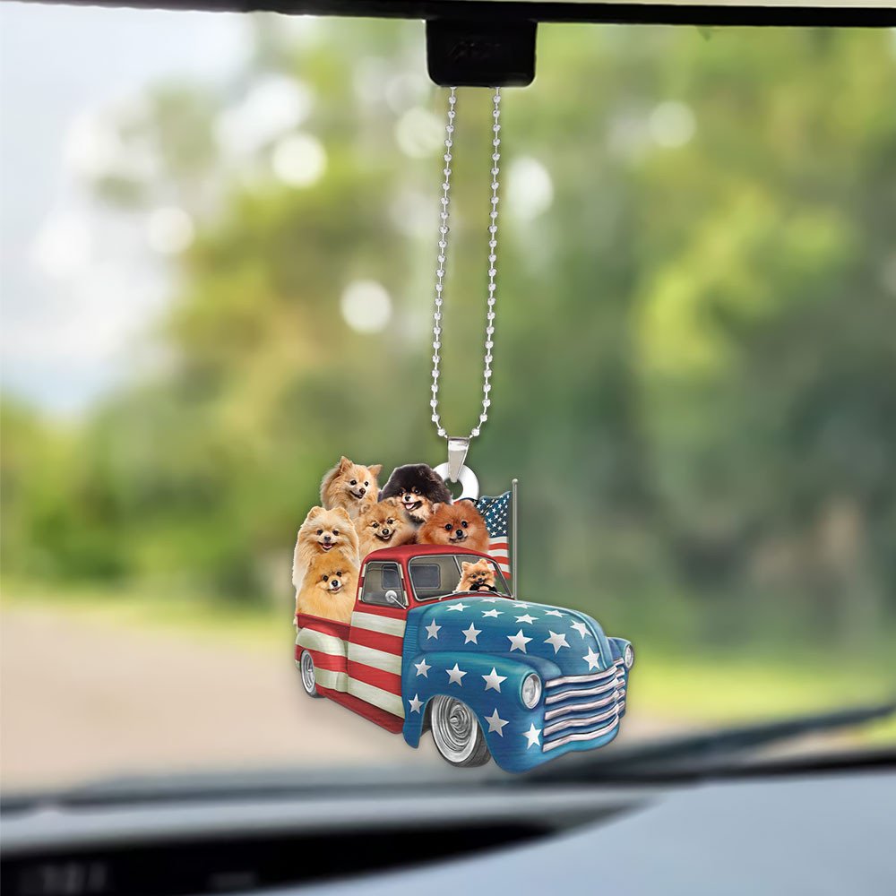 Pomeranian Happy Independence Day Two Sides Ornament