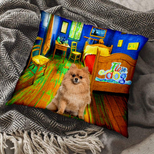 Pomeranian In the Bedroom-Pillow Case