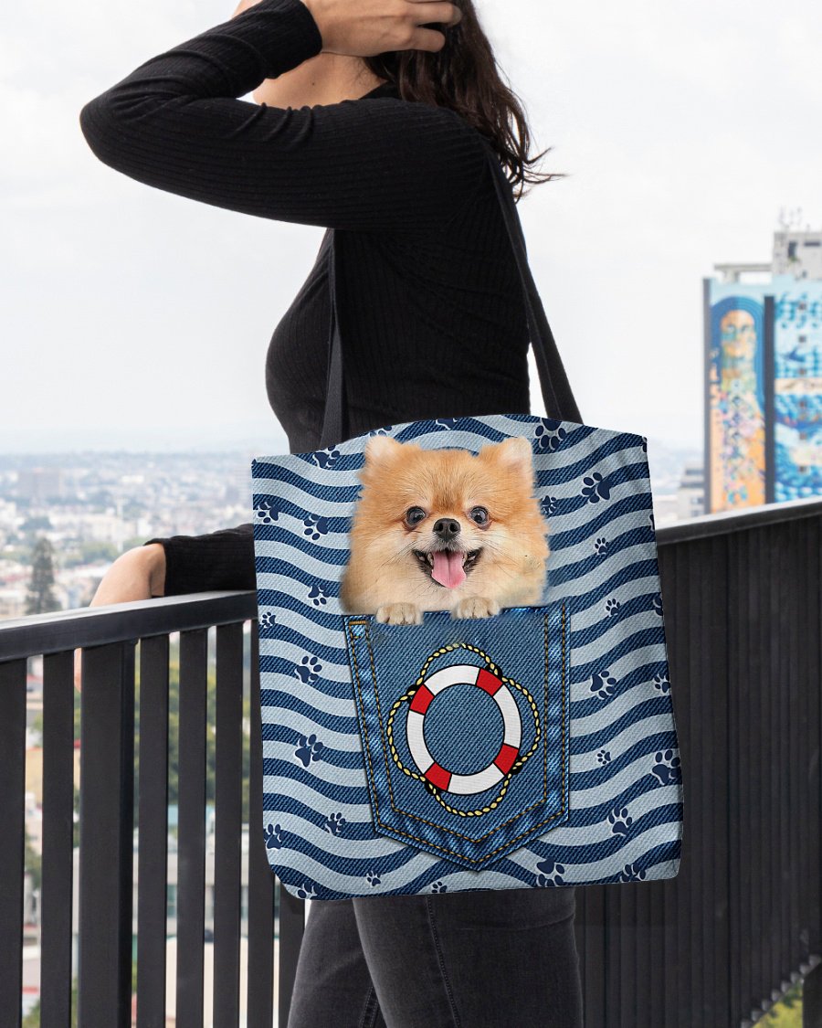 Pomeranian On Board-Cloth Tote Bag