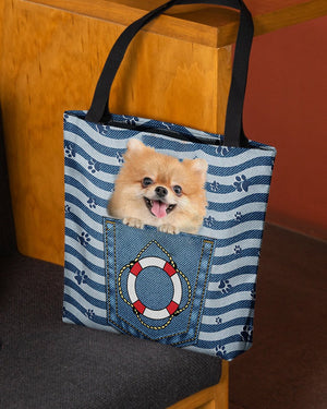 Pomeranian On Board-Cloth Tote Bag