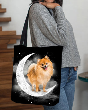 Pomeranian Sit On The Moon With Starts-Cloth Tote Bag