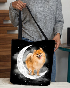 Pomeranian Sit On The Moon With Starts-Cloth Tote Bag