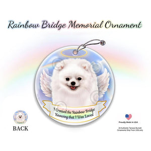 Rainbow Bridge Memorial-Pomeranian White Hanging Ornament