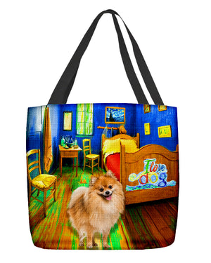 Pomeranian in the bedroom 2-Cloth Tote Bag