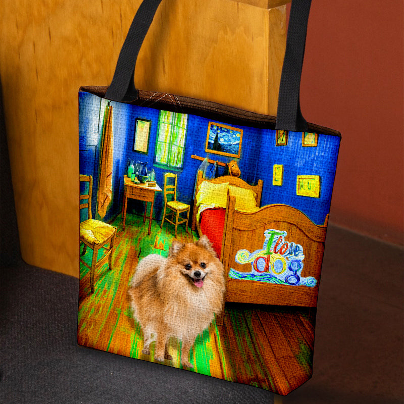 Pomeranian in the bedroom 2-Cloth Tote Bag