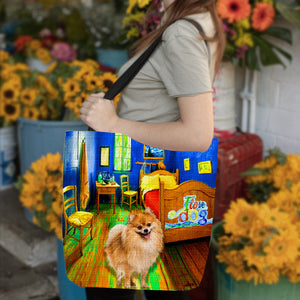 Pomeranian in the bedroom 2-Cloth Tote Bag